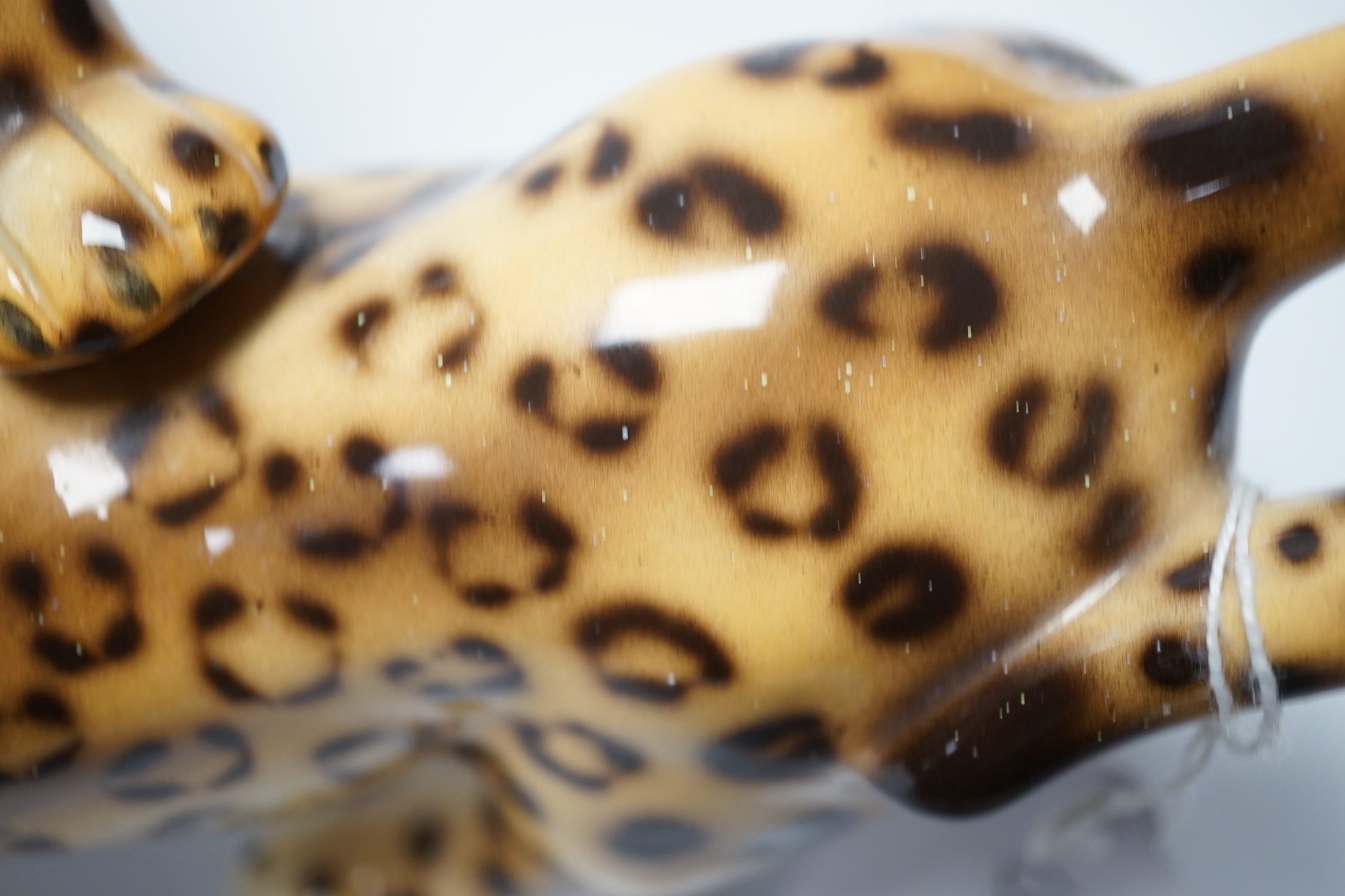 An Italian porcelain ‘leopard’ figure group by Favaro Checchetto, 34cm